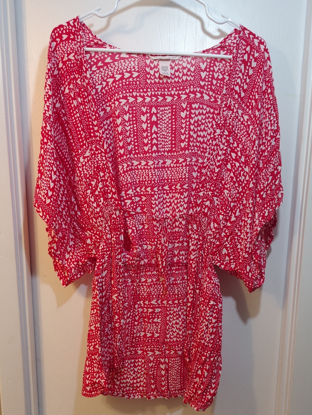 Victoria's Secret Hot Pink and White Patterned Robe